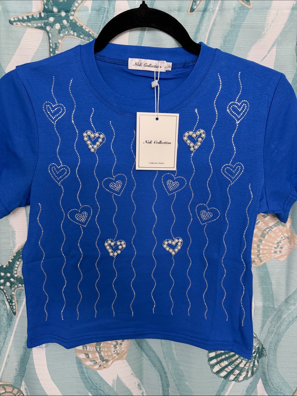 Women’s' Royal Blue Heart-Embellished Tee